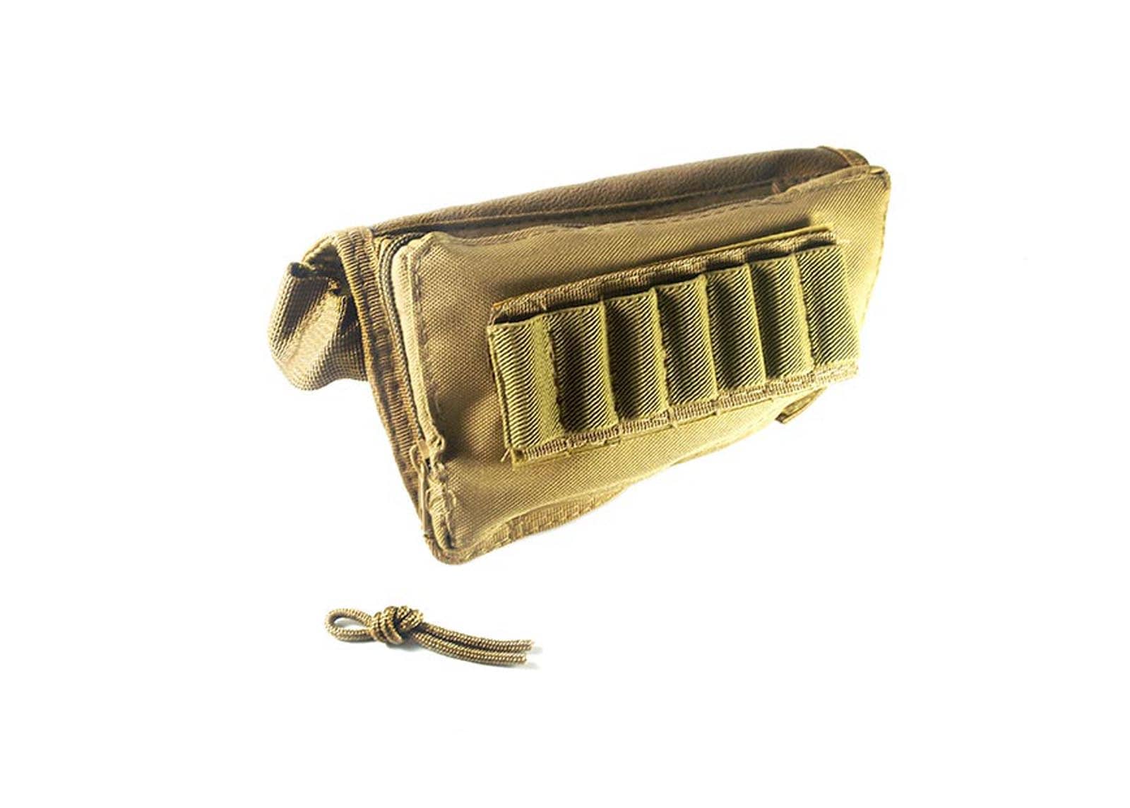 Rifle Stock Ammo Pouch with Cheek Leather Pad (TAN) - Modify Airsoft Accessories